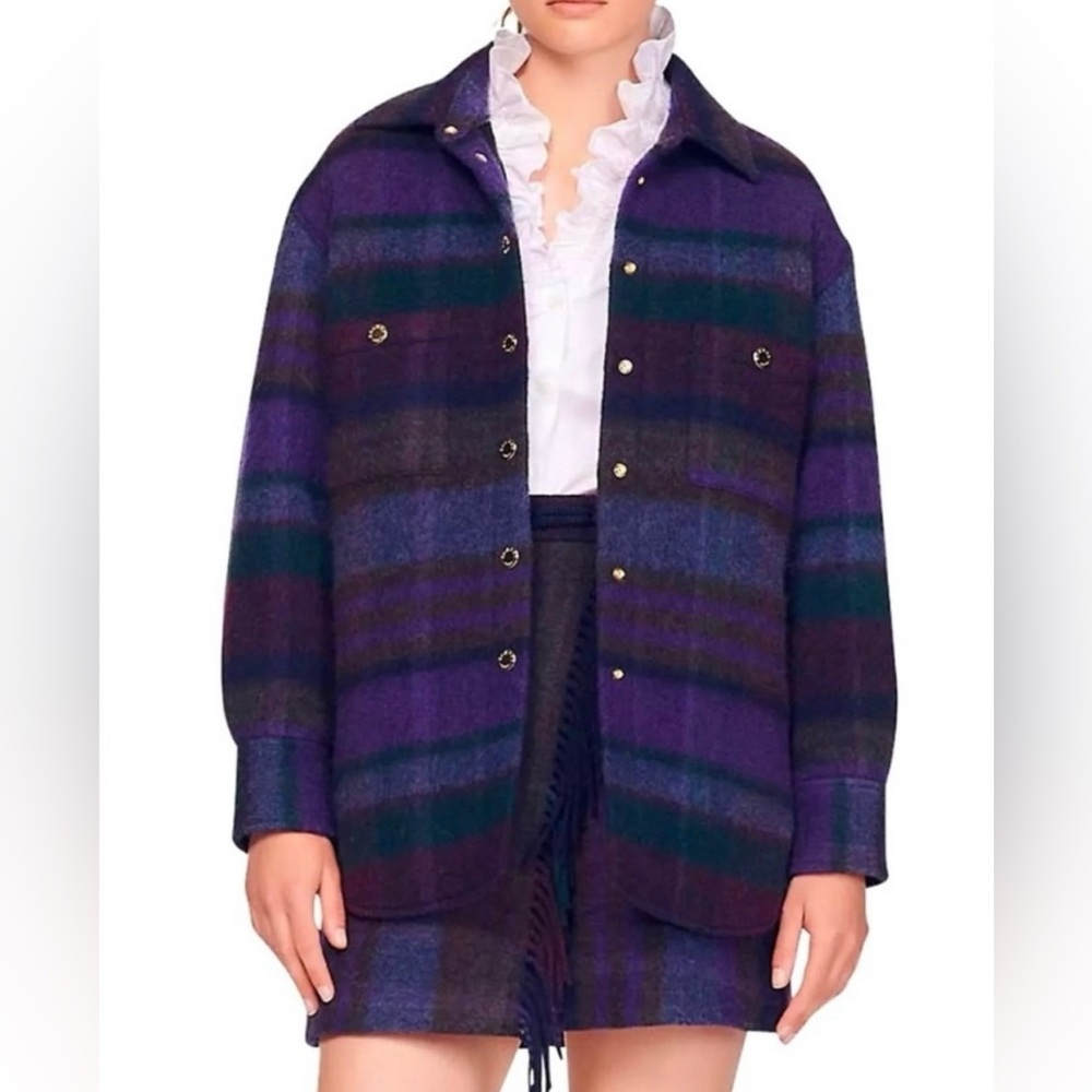 House of Harlow 1960 Oversized Western Fringed Plaid Jacket Size Small